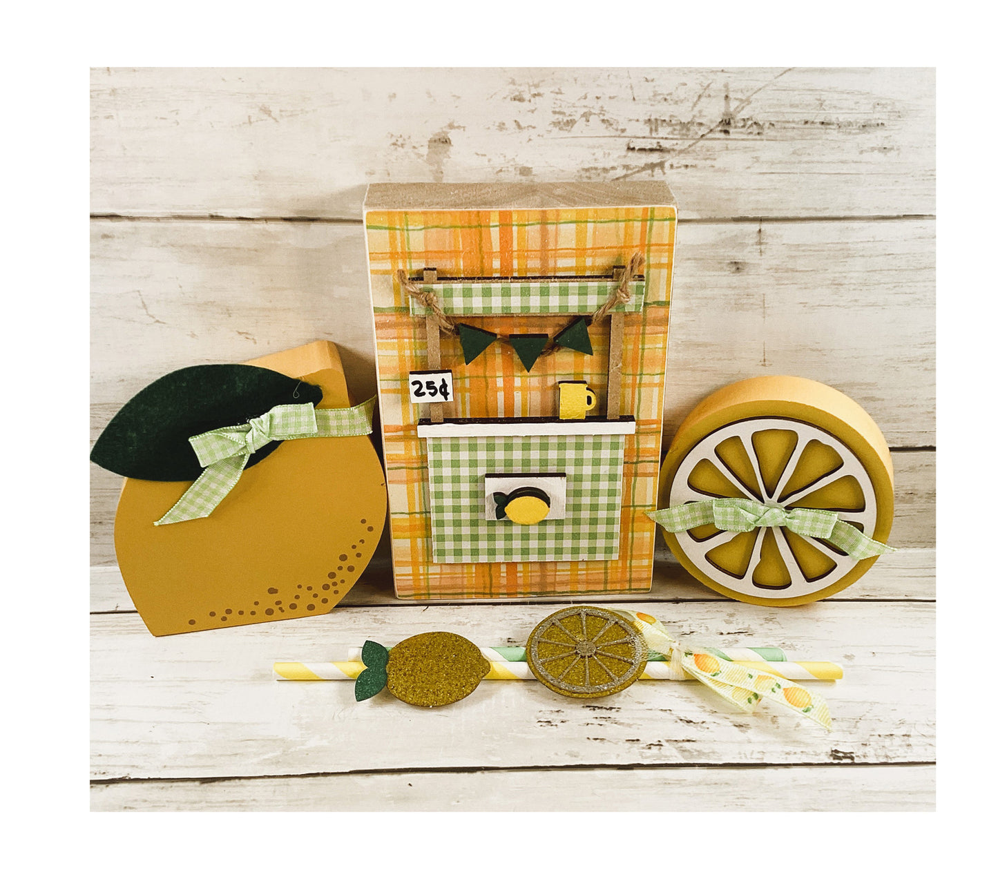 Summer Decor - Chunky Lemon Booth Stand Tier Tray 4pc Set