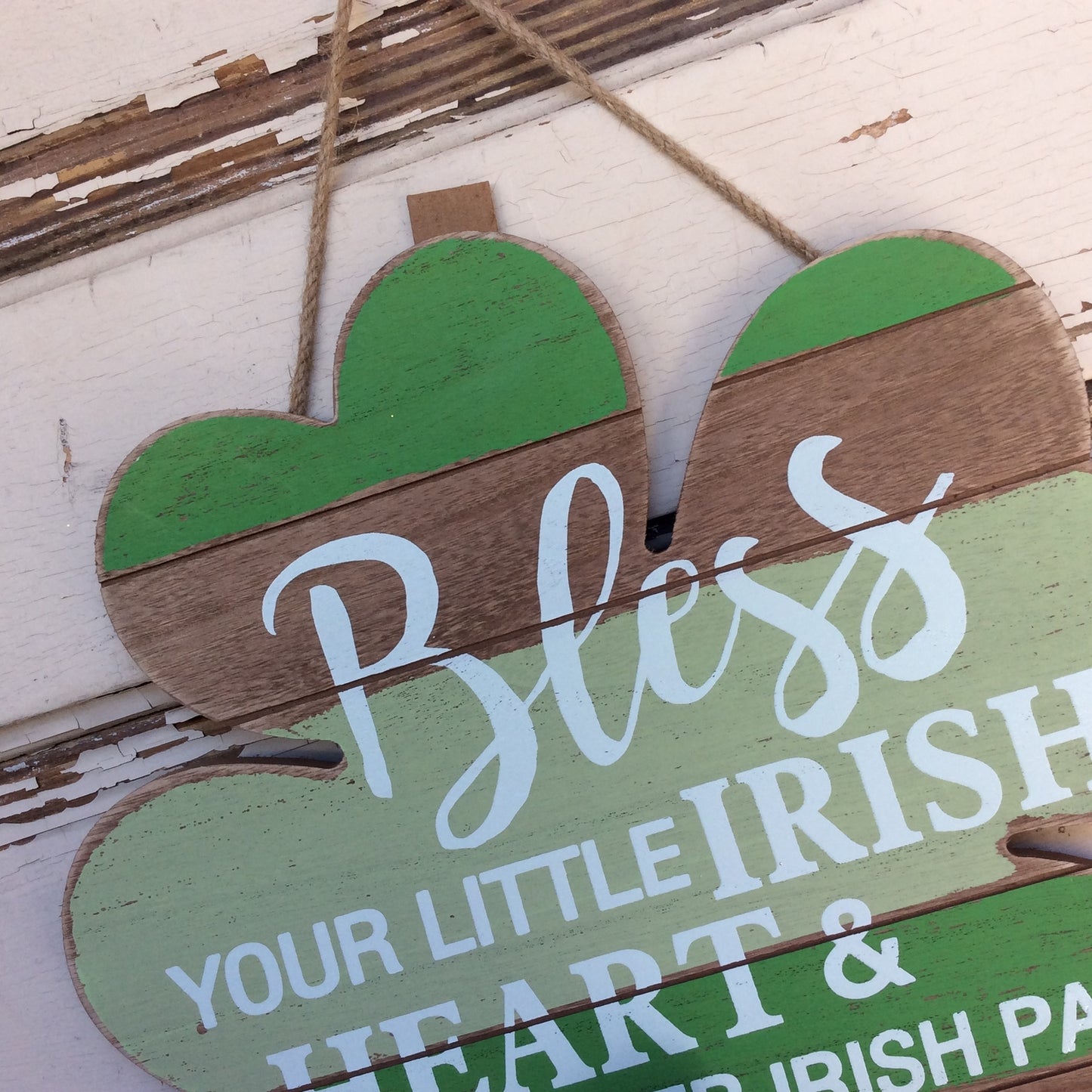 St. Patricks Day Decor - LG Bless Irish Heart Shamrock Sign