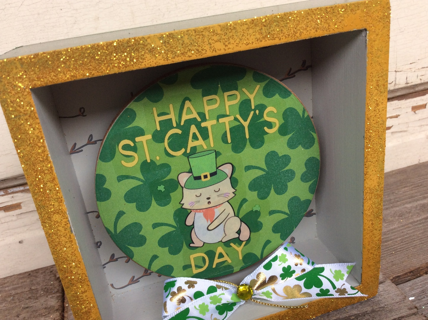 AGD St Patrick's Decor - Happy St. Cattys Day Inset Box Sign