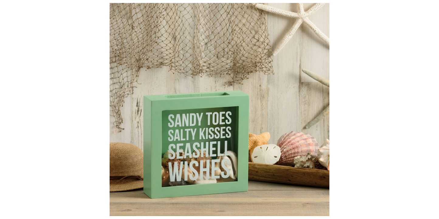PBK Summer Decor - Salty Kisses Seashell Wishes Shell Holder Box