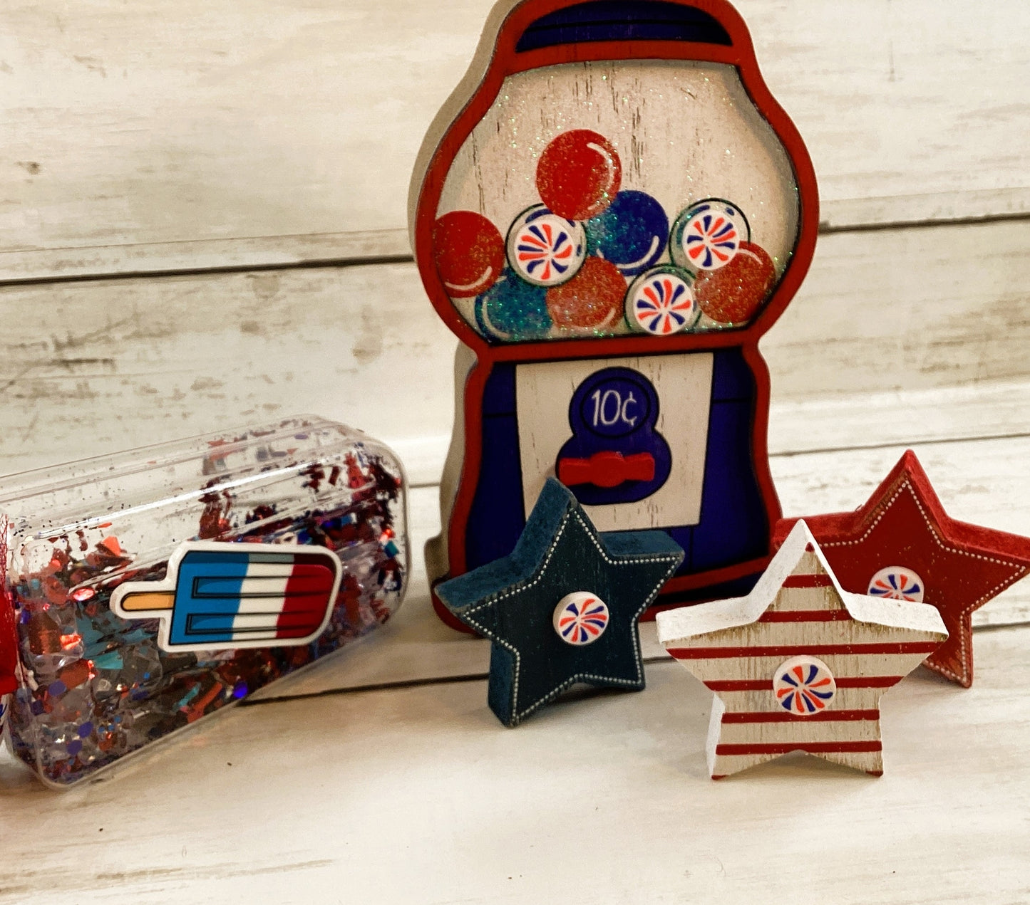 AGD Patriotic Decor - July 4th Theme Gumball Popsicle Star 5pc Set