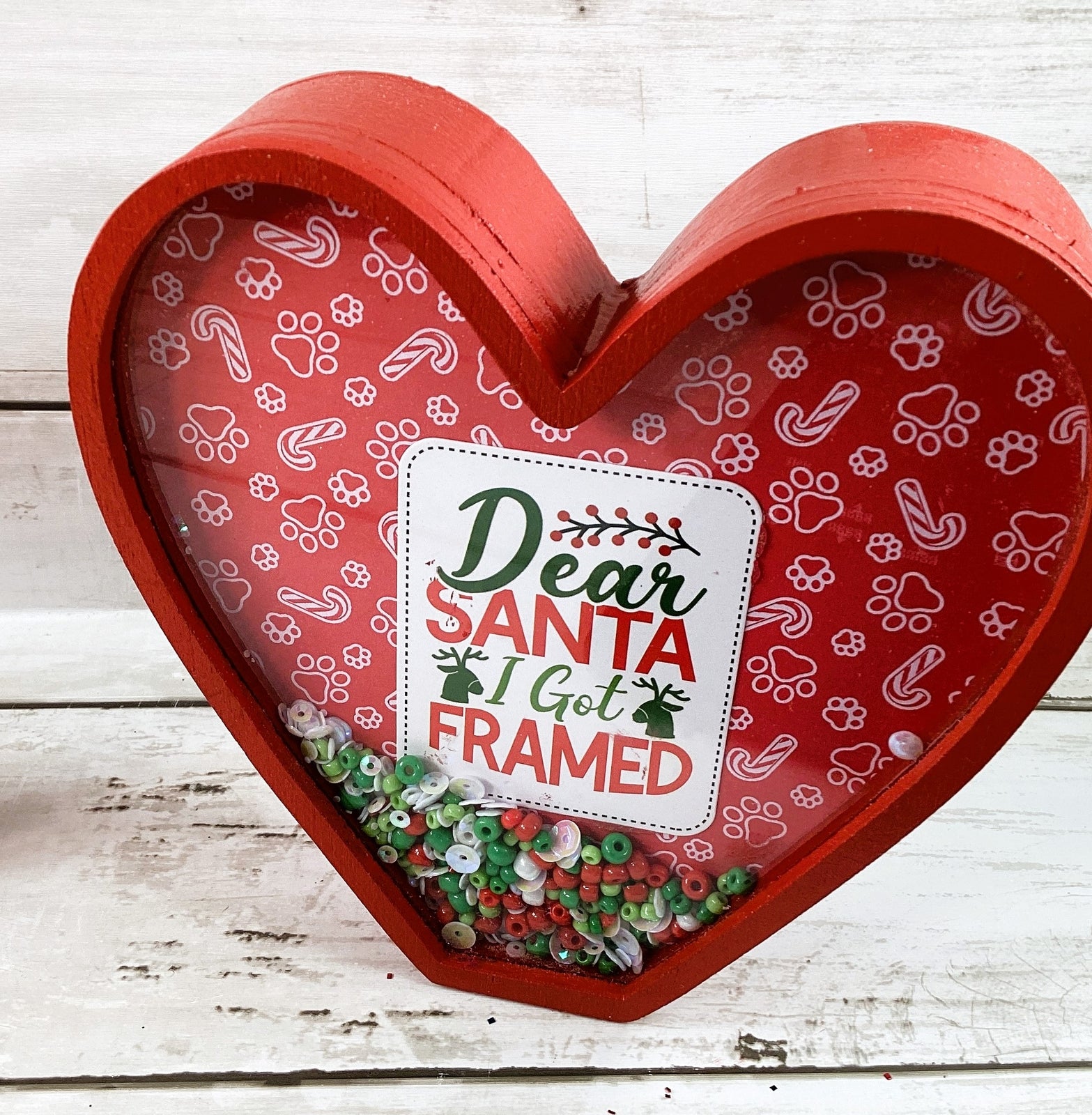 AGD Christmas Decor - Dog Pet Heart Chunky Wood Dry Shaker 2pc Set