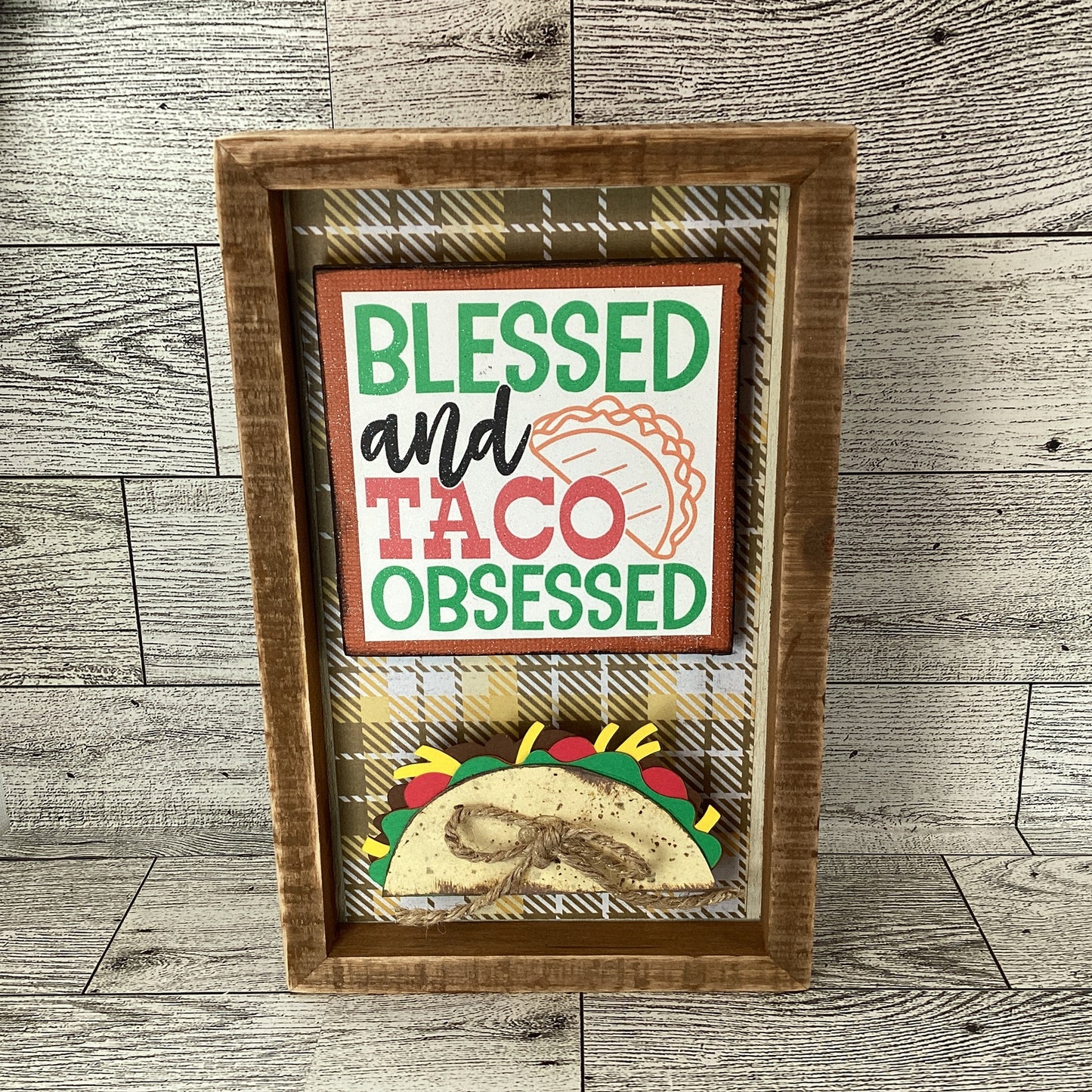 AGD AGD Cinco De Mayo Decor - Blessed and Taco Obsessed Inset Sign