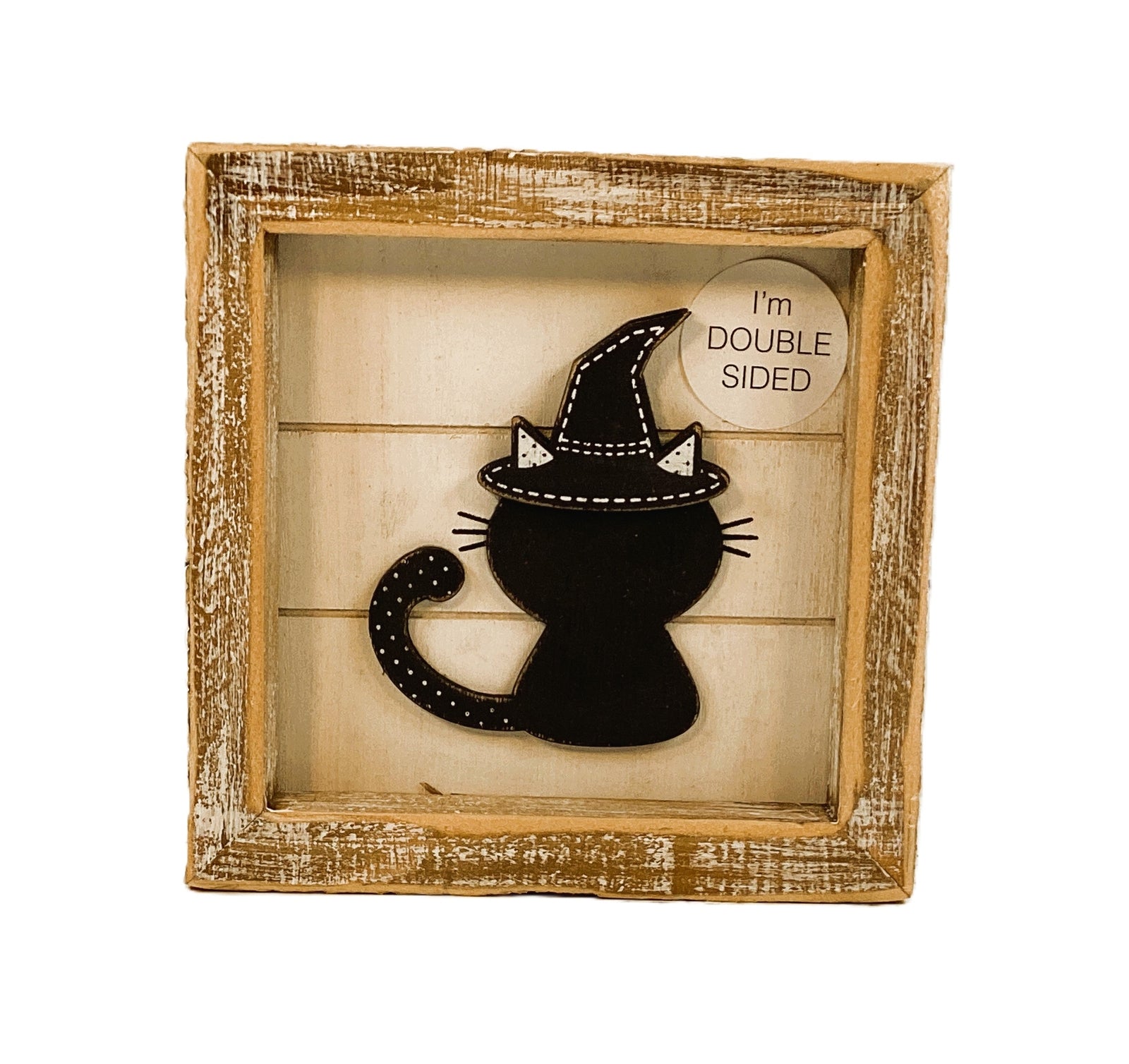 Adams Fall Decor - Farmhouse Reversible Cat and Turkey Box Sign