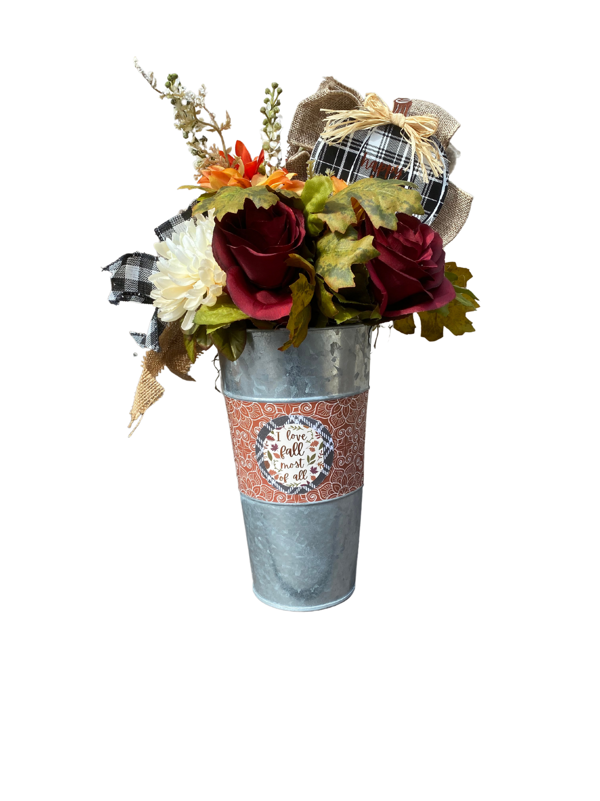 AGD Fall Decor  – Love Fall Galvanized Metal Floral Centerpiece