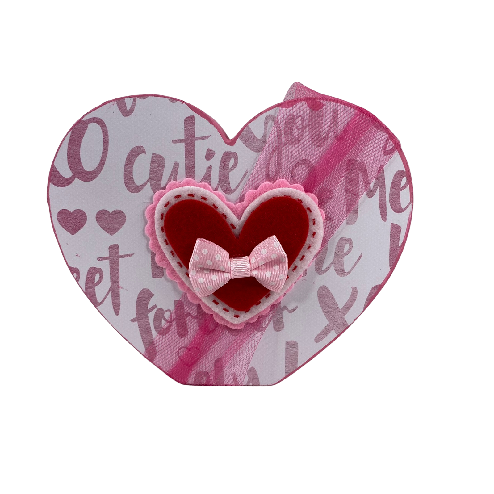 AGD Valentines Decor - Felt Unicorn Double-Sided Chunky Heart Sitter