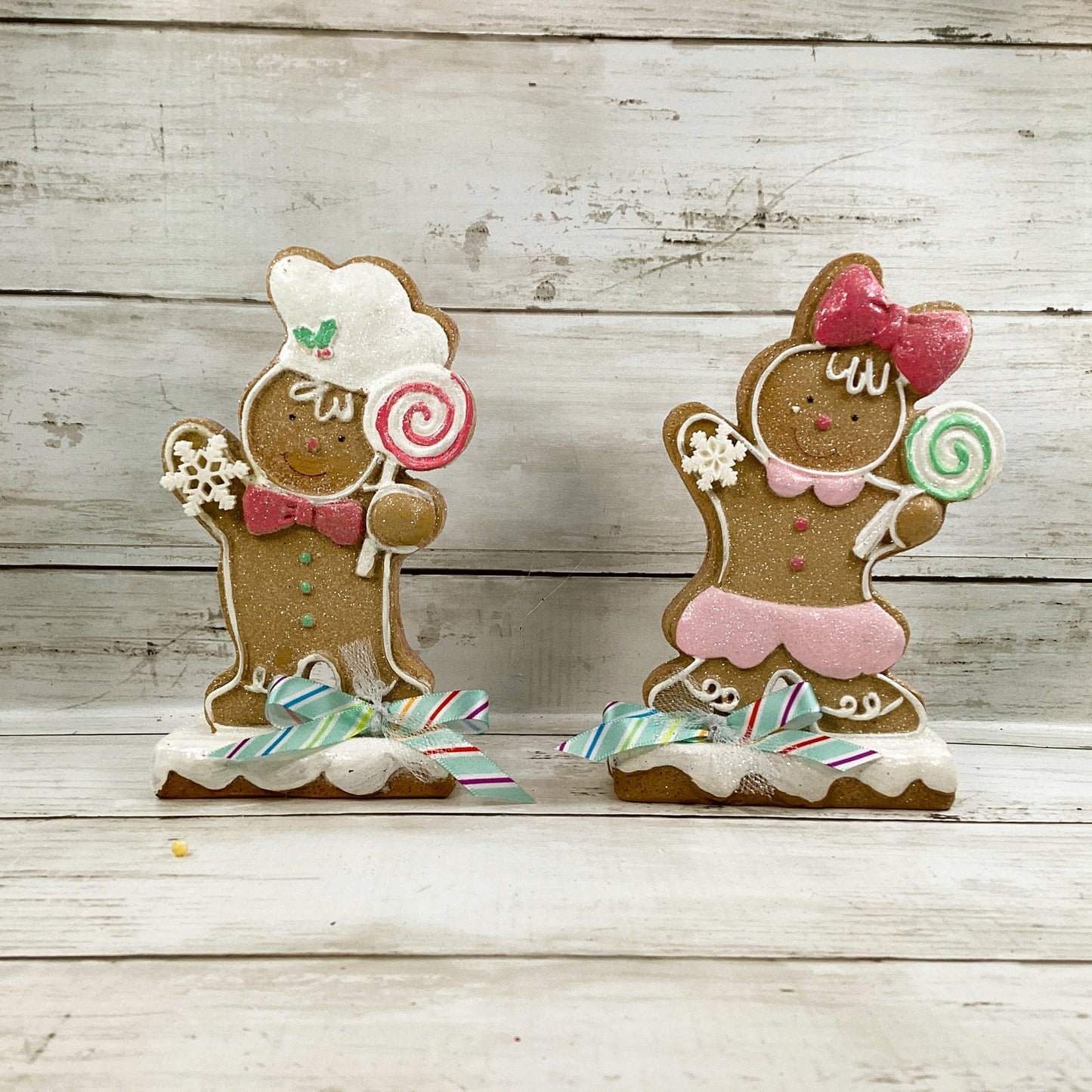AGD Christmas Decor - Pastel Gingerbread Boy Girl Candy Bottlebrush Tree