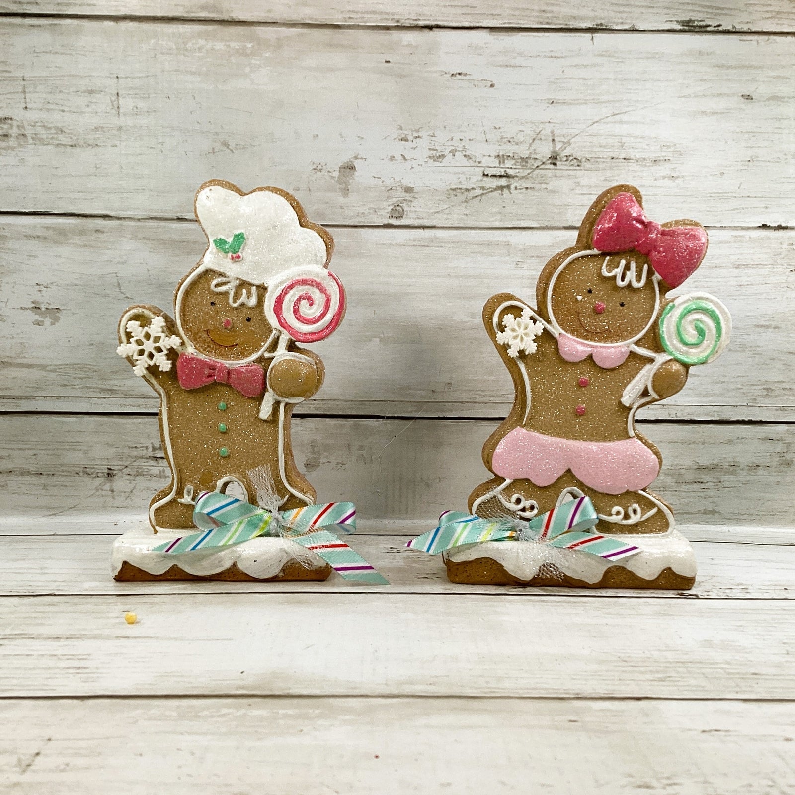 AGD Christmas Decor - Pastel Gingerbread Boy Girl Candy Bottlebrush Tree
