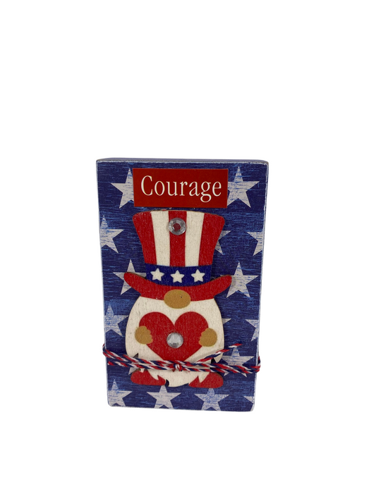 AGD Patriotic Decor - Uncle Sam Gnome Courage Tier Tray Wood Sign