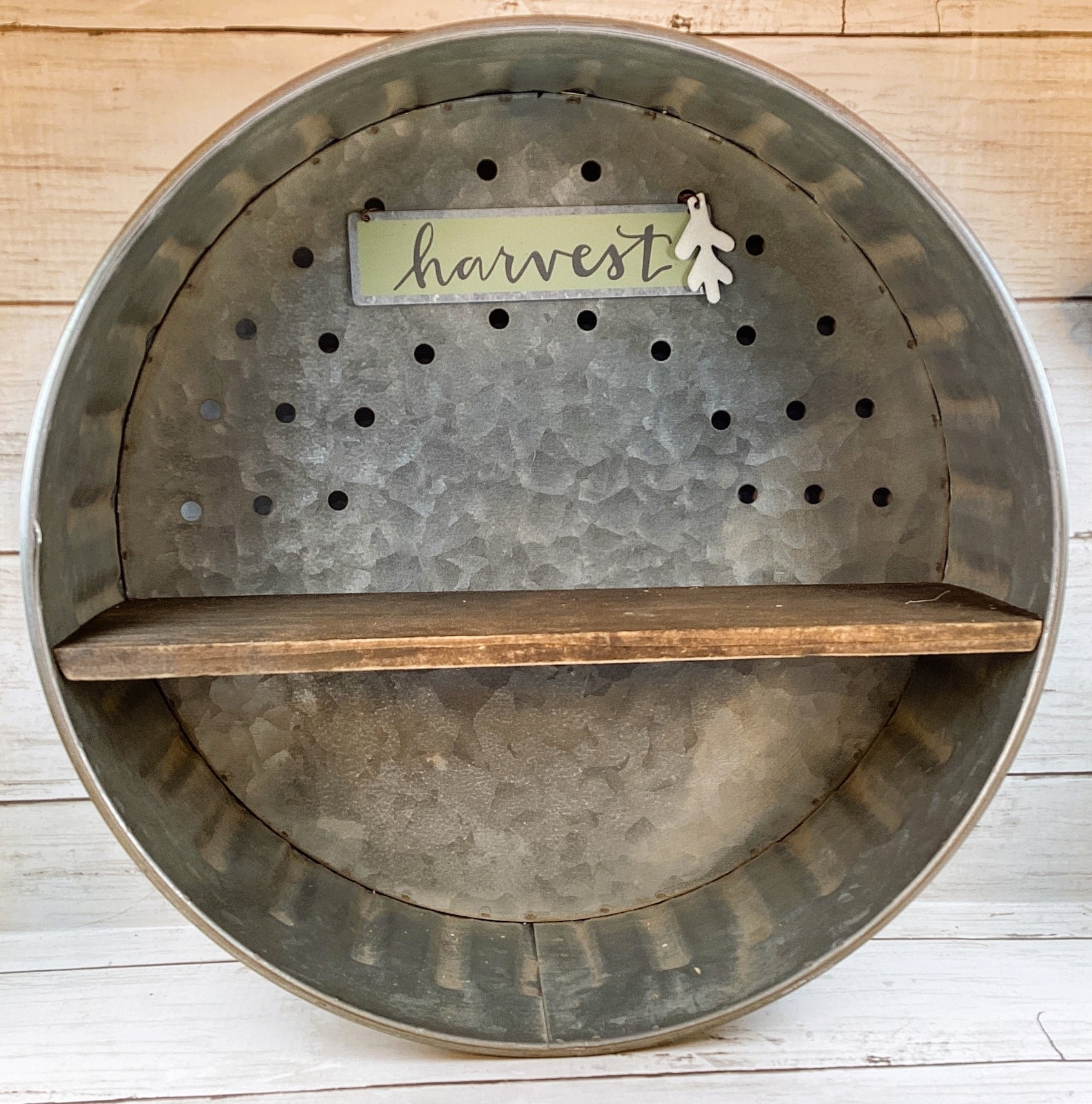 AGD Fall Decor - Resin Scarecrows Village Scene Metal Wall Shelf