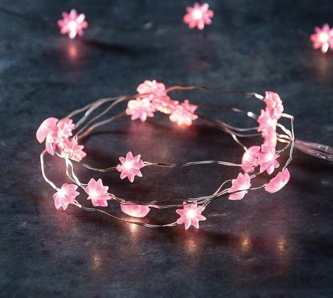 PBK Spring Home Decor - LED Micro Pink Flower Battery Operated Lights