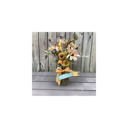 AGD Spring Decor - Summer Flowers Bee Happy Floral Glass Vase Display