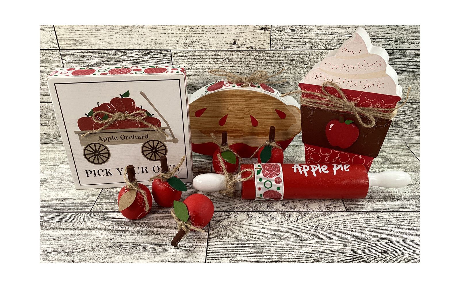 AGD Fall Decor - Chunky Apple Pie Cider Wagon Sign Tier Tray 4pc Set