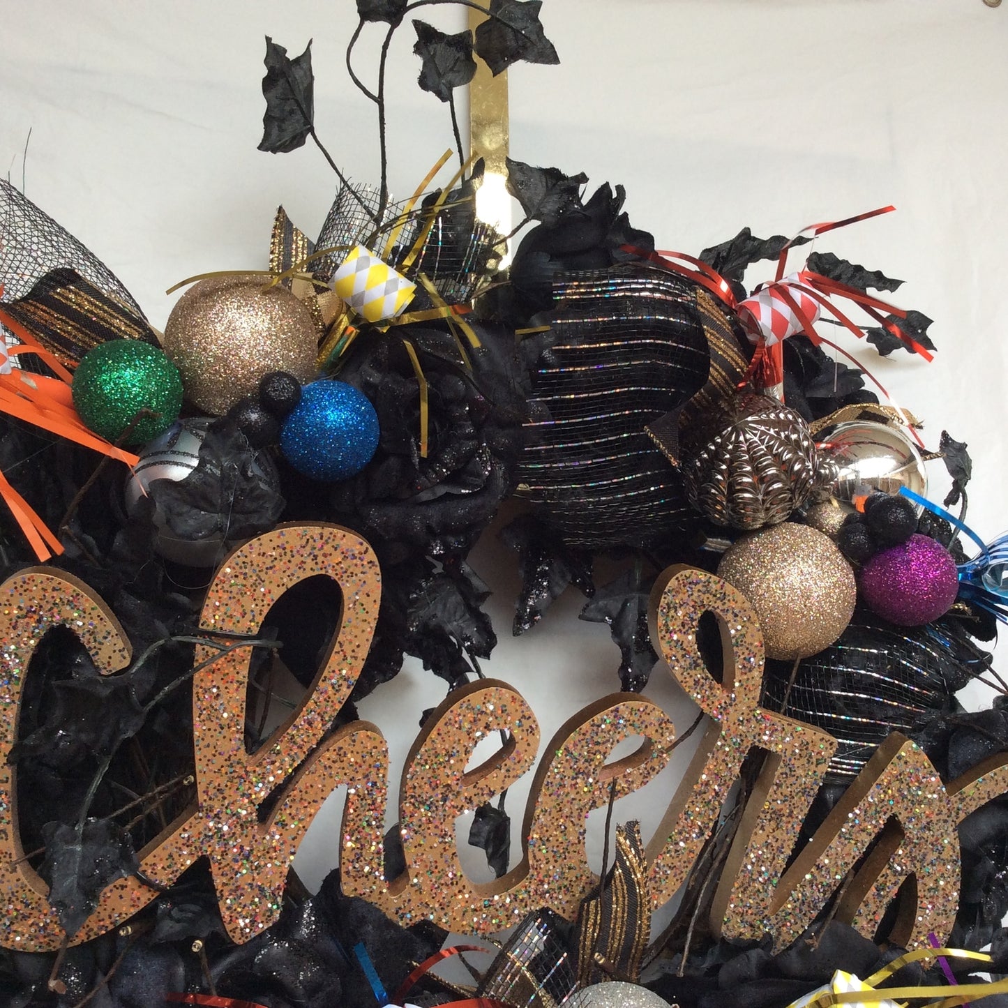 AG Designs New Years Decor - Elegant Cheers Black Rose Lighted Wreath