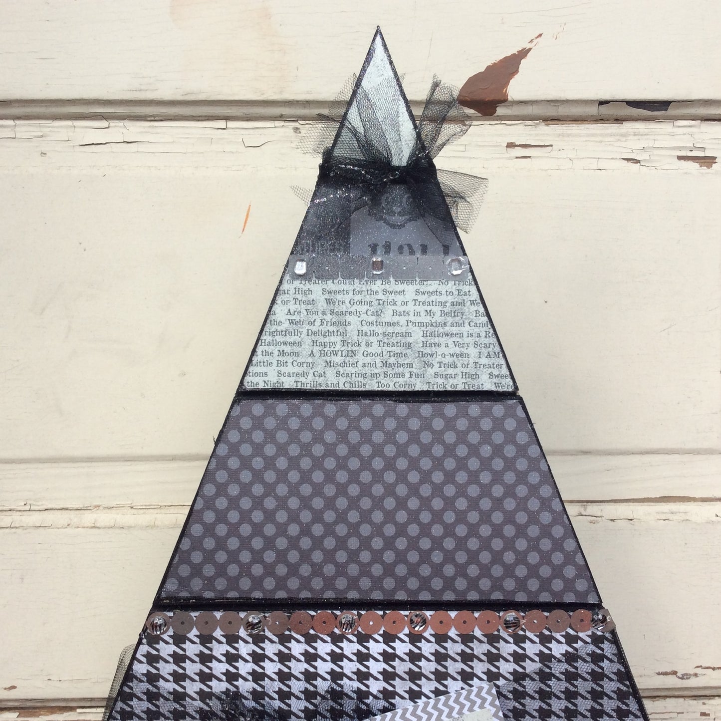 AGD Halloween Decor - Black & Gray Wood Slat Table Top Tree