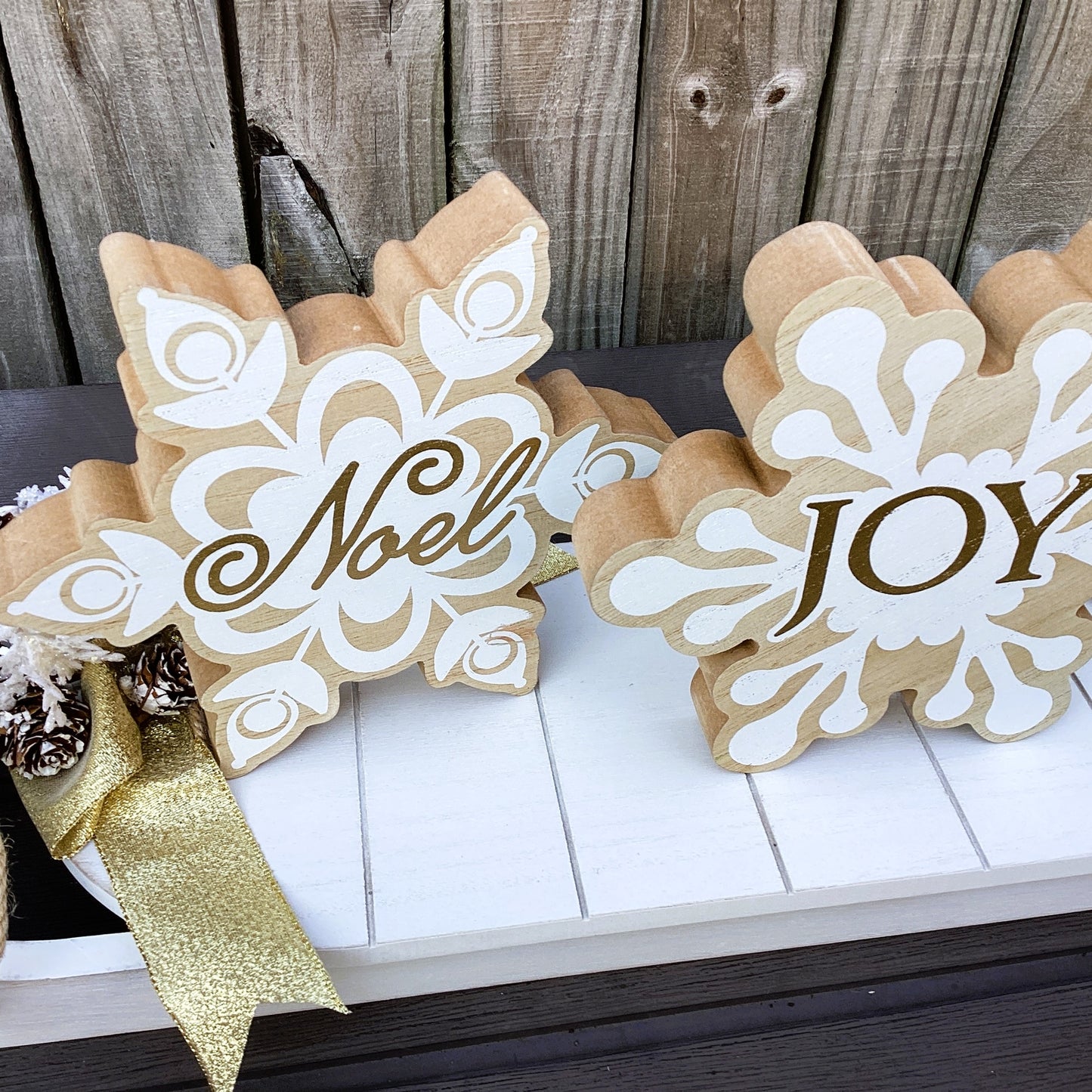 AGD Christmas Decor - Snowflakes on Sled Mantle Centerpiece 24inch