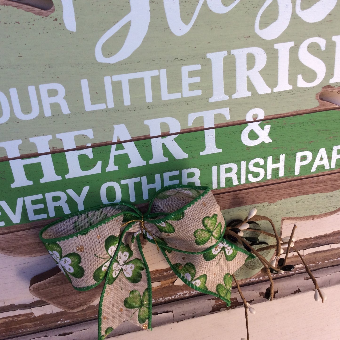 St. Patricks Day Decor - LG Bless Irish Heart Shamrock Sign