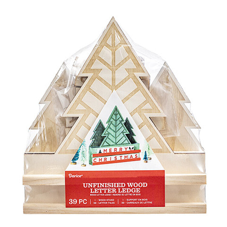Darice Christmas Craft Decor - Unfinished Wood Message Tiles Trees