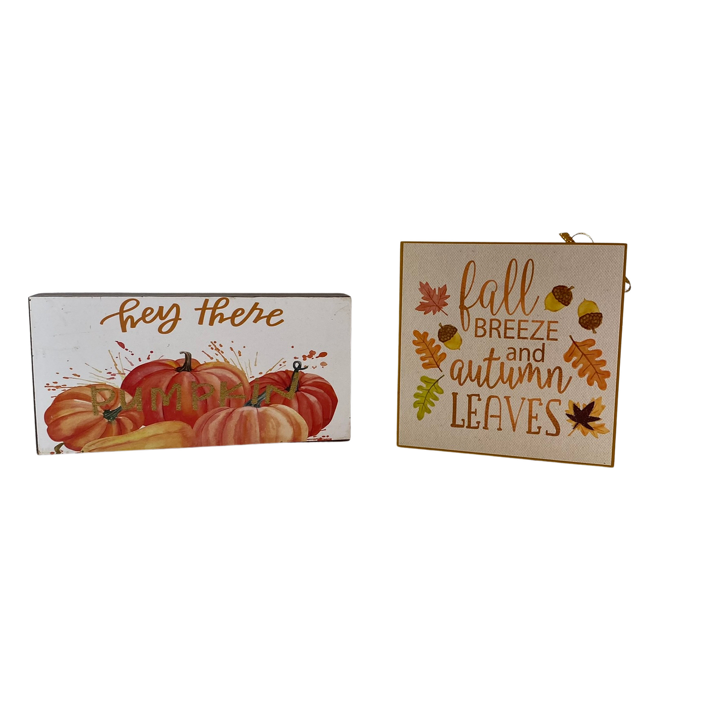 AGD Fall Decor - Hey Pumpkin Fall Breeze Reversible Block Signs 2pc Set