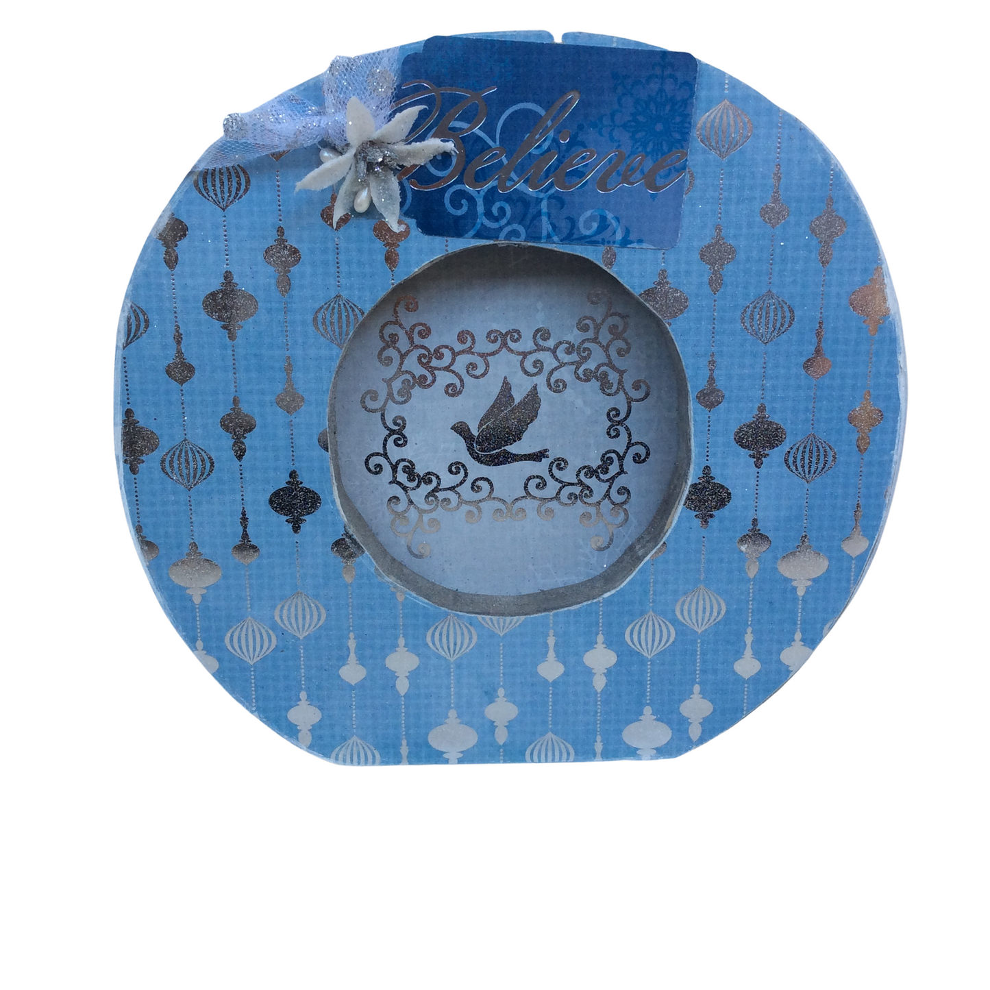 AGD Christmas Decor - Silver Blue Believe Angel Joy Tabletop Sign
