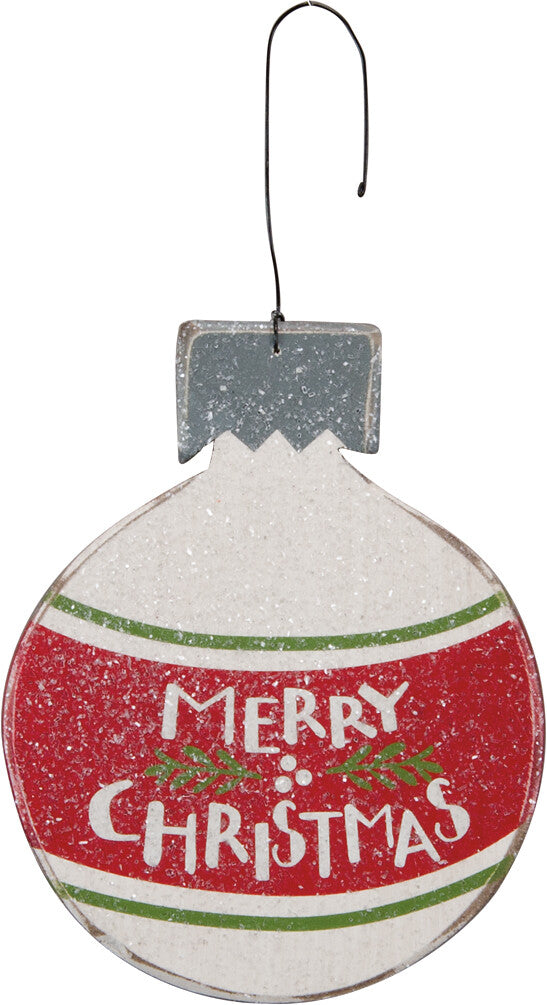 Ornament - Large Bulb Shape Prim MerryChristmas Ornament