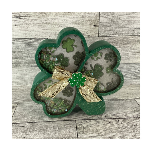 AGD Saint Patrick Decor - Irish Shamrock Chunky Wood Shaker Sitter