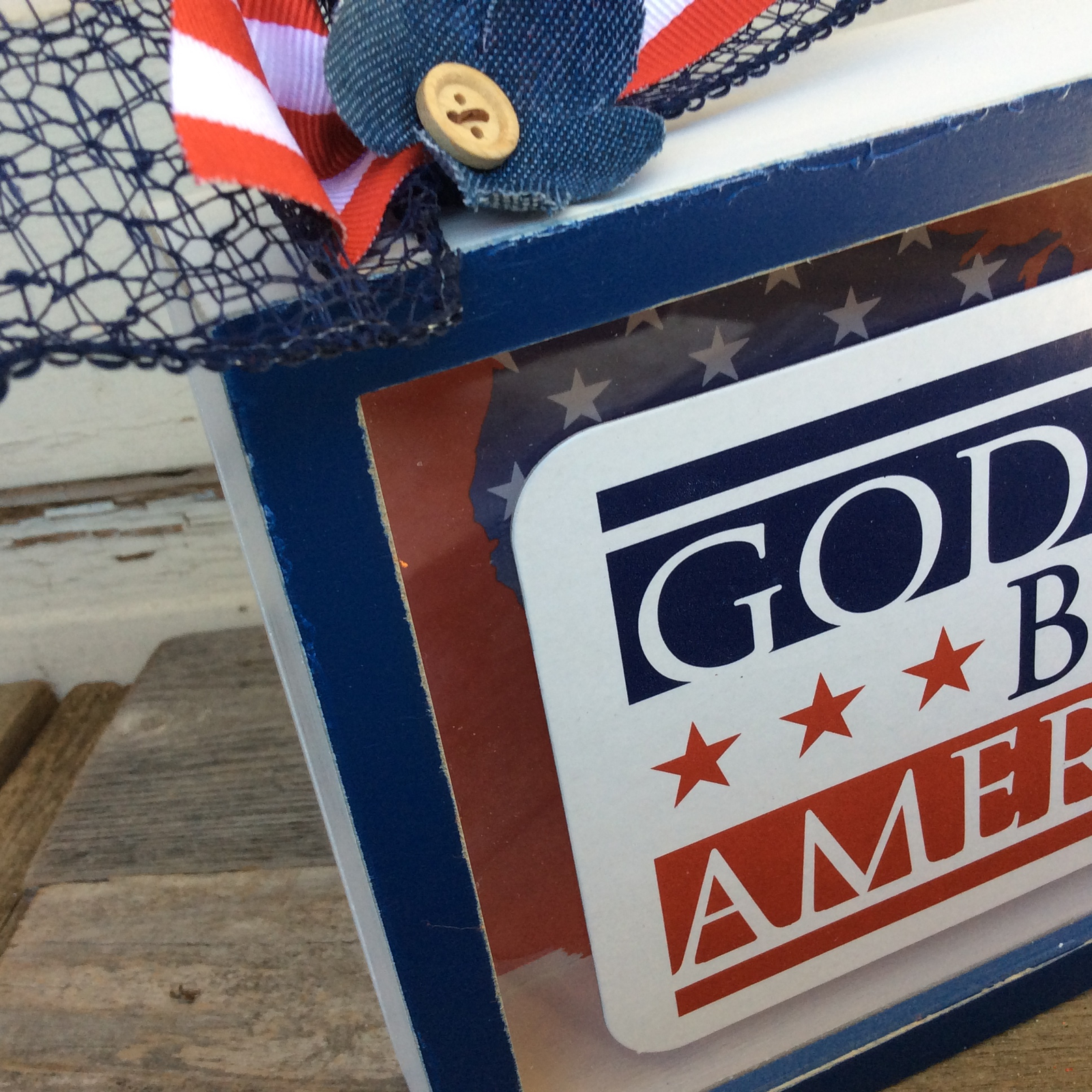 AGD Patriotic Decor -God Bless America Shadow Box Sign