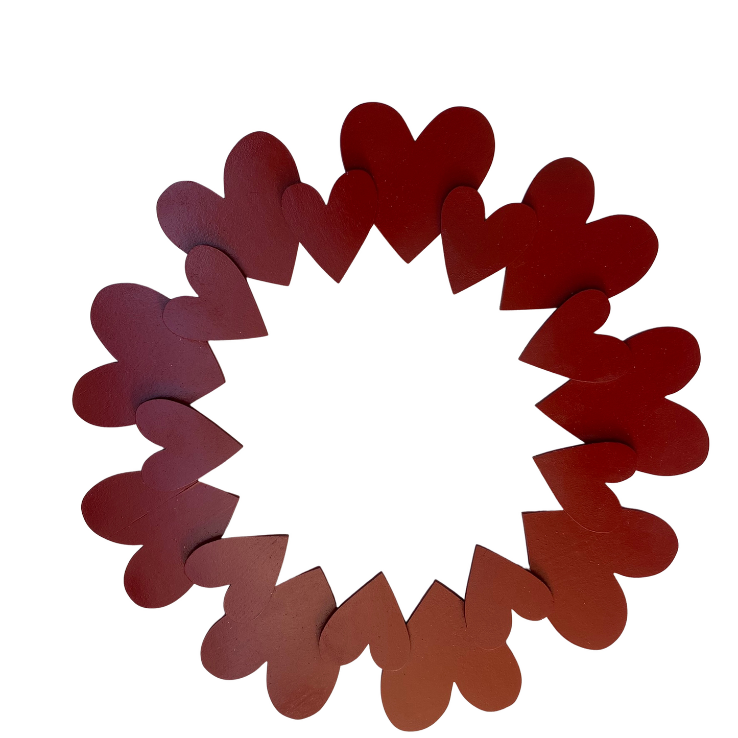 AGD Valentines Decor - DIY Red Wood Hearts Wreath 18inch