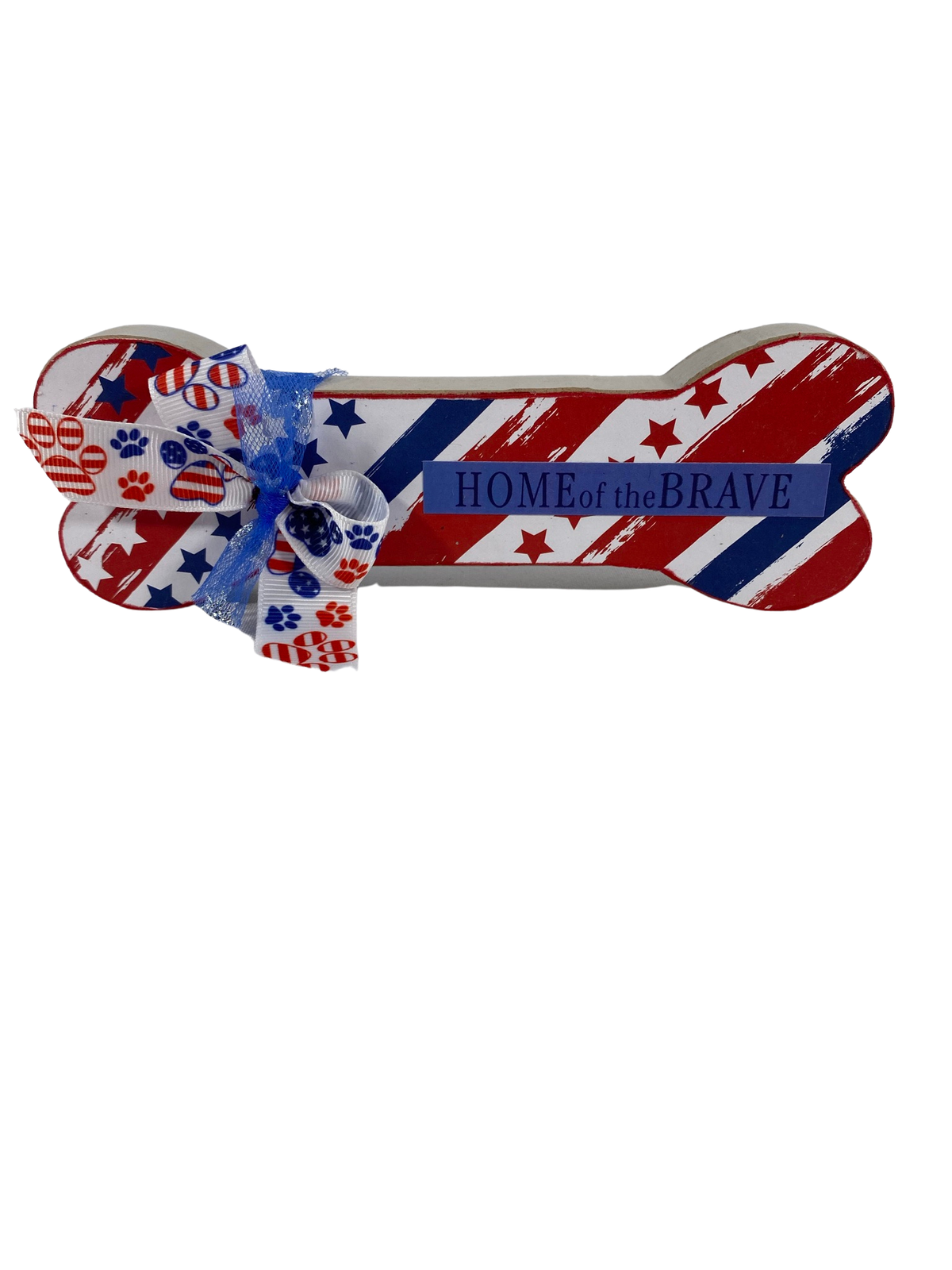 AGD Patriotic Decor - Home of the Brave Dog Bone Tier Tray Sign