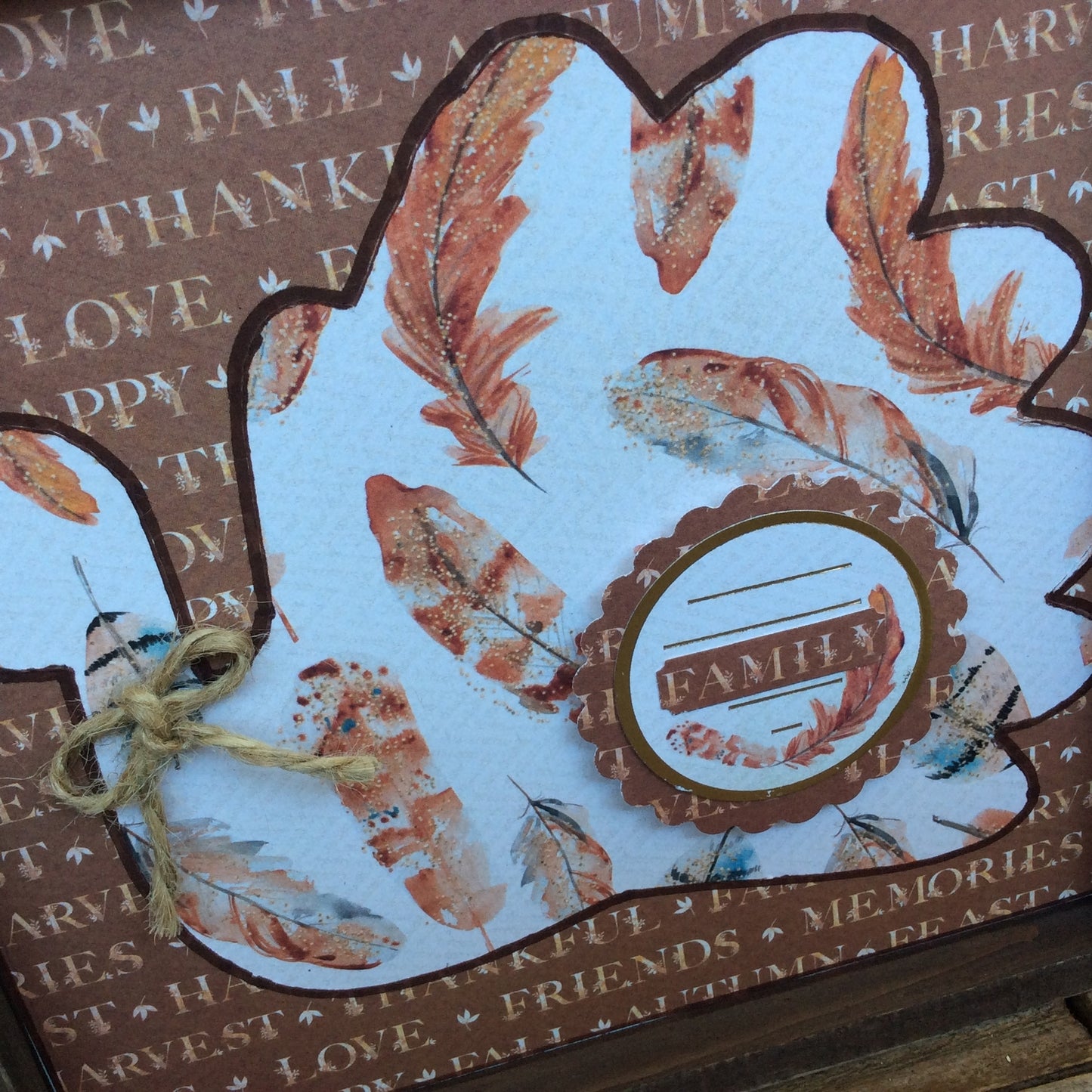 AGD Fall Decor -  Prim Family Feather Turkey Inset Sign