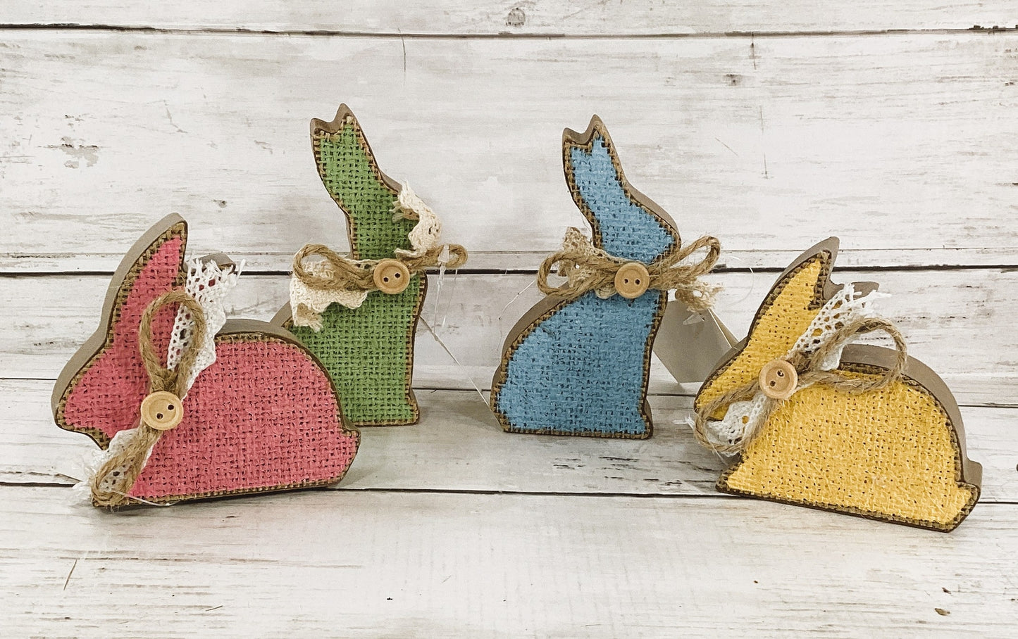 HL Easter Decor - Bunny Rabbit Wood Table Name Place Holder 4pc Set