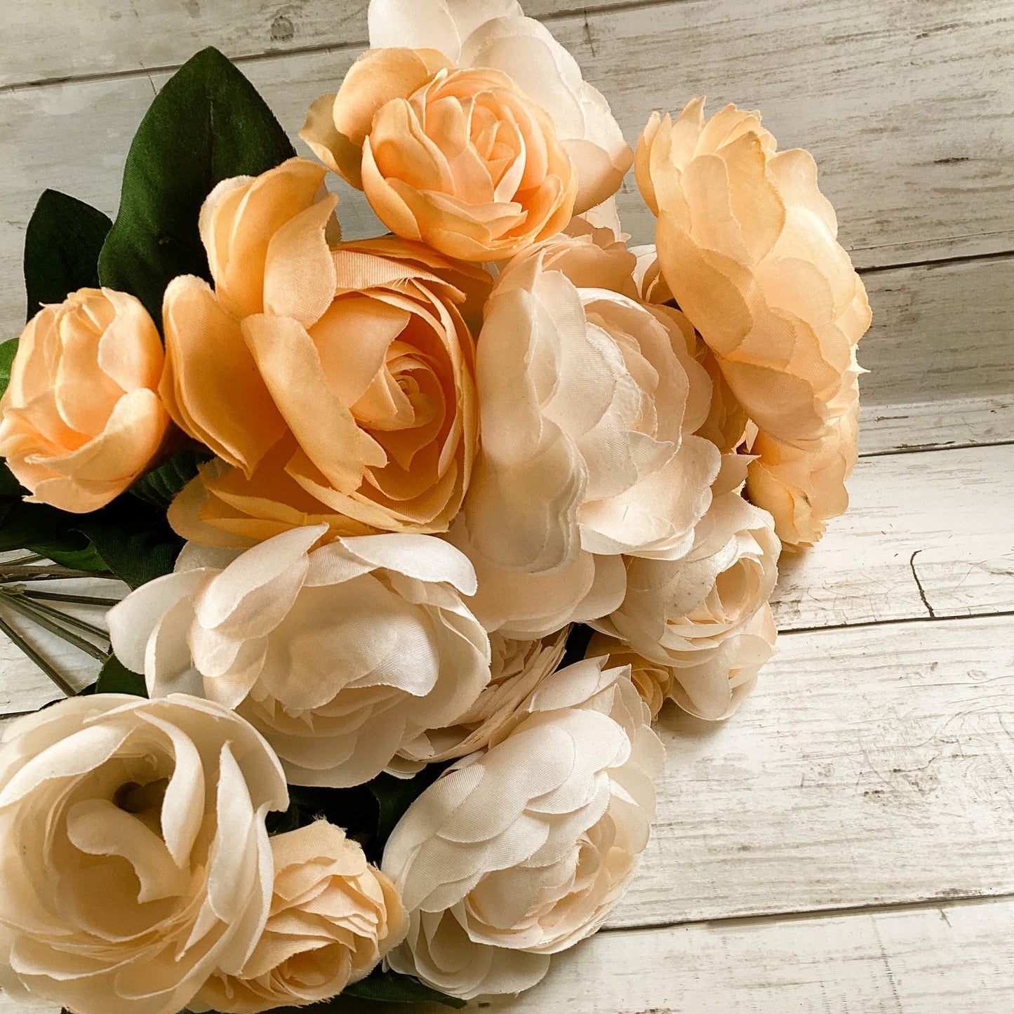Darice Floral Supply - Peach Cream Ranunculus Bush 13inch