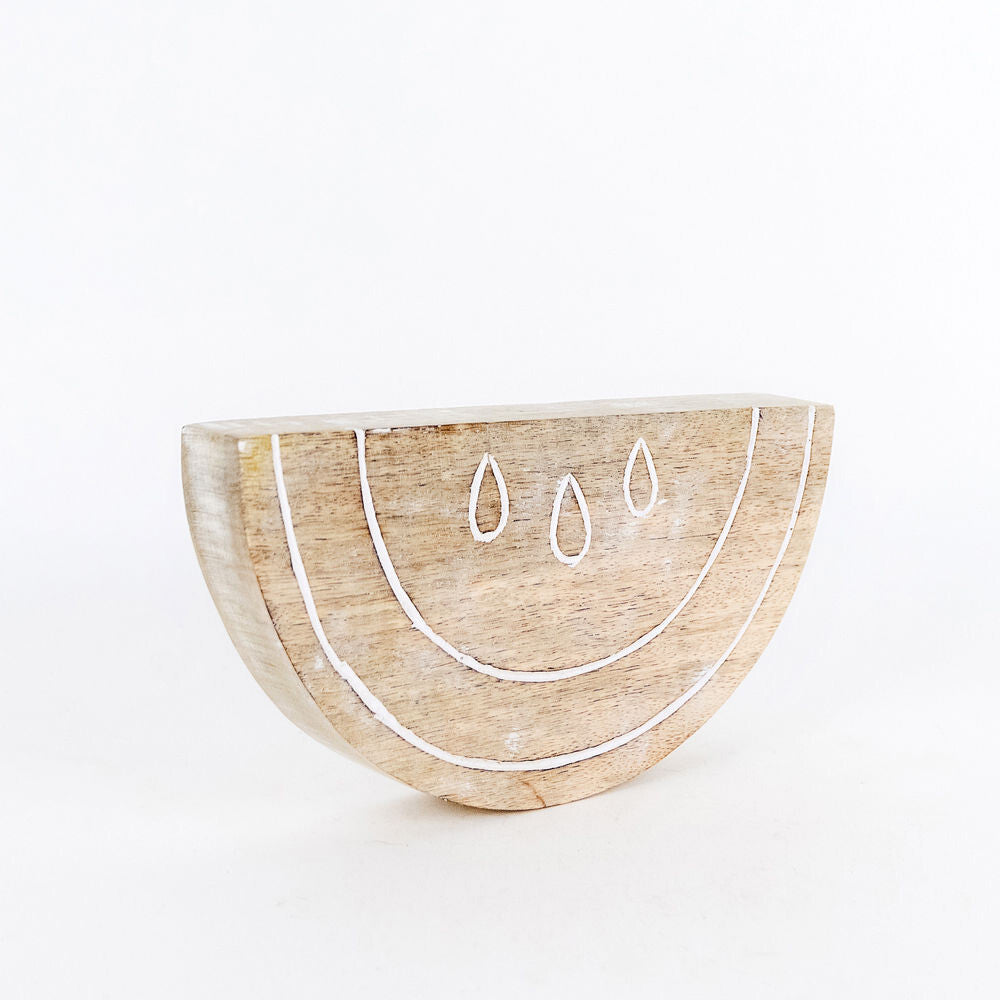 Adams Home Decor - Farmhouse Natural White Chunky Mango Wood Fruit Sitter