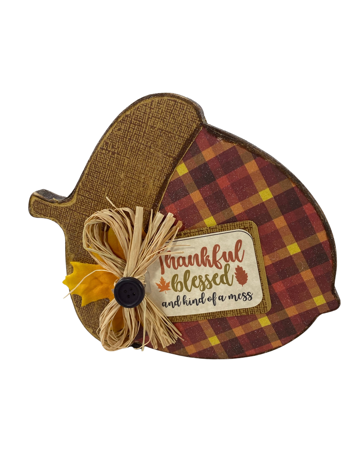 AGD Fall Decor - Snarky Autumn Sayings Reversible Chunky Acorn Sitters 3pc Set