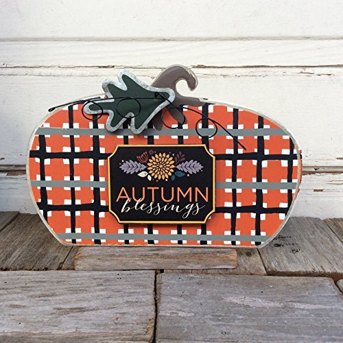 AGD Fall Decor - Autumn Blessings Plaid Pumpkin