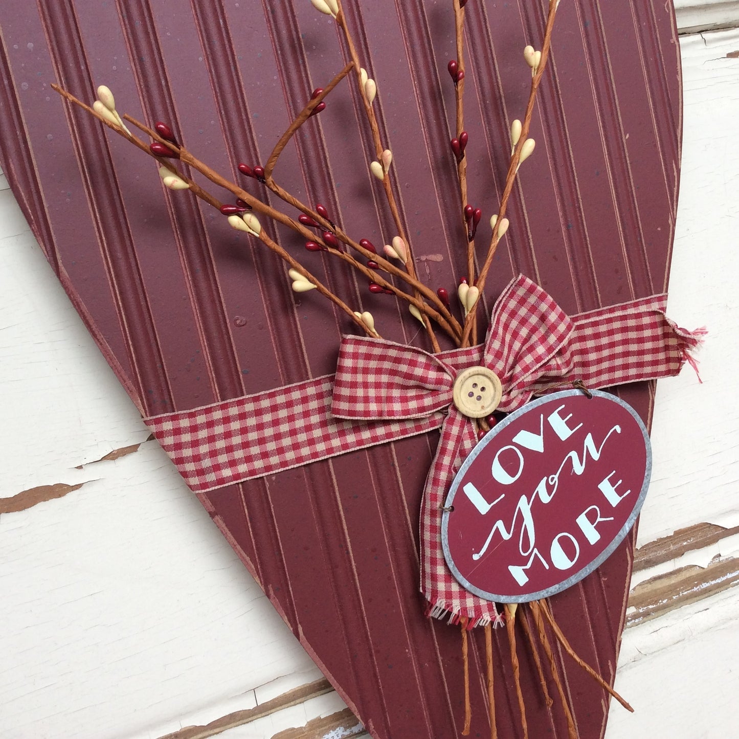 AGD Valentine's Decor – Love You More Farmhouse Pipberry Wood Heart
