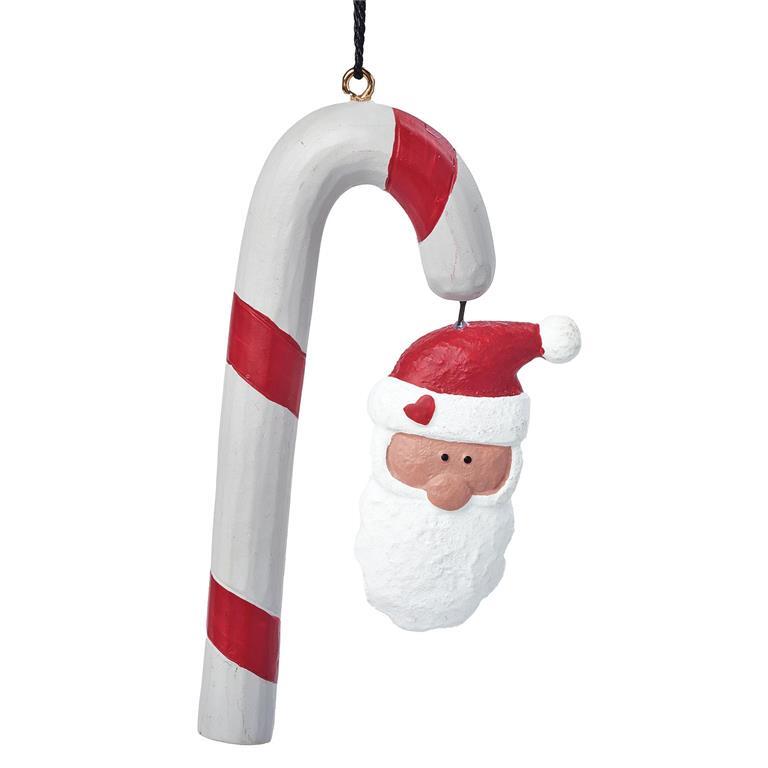 BB Christmas Decor - Candy Cane with Santa Ornament