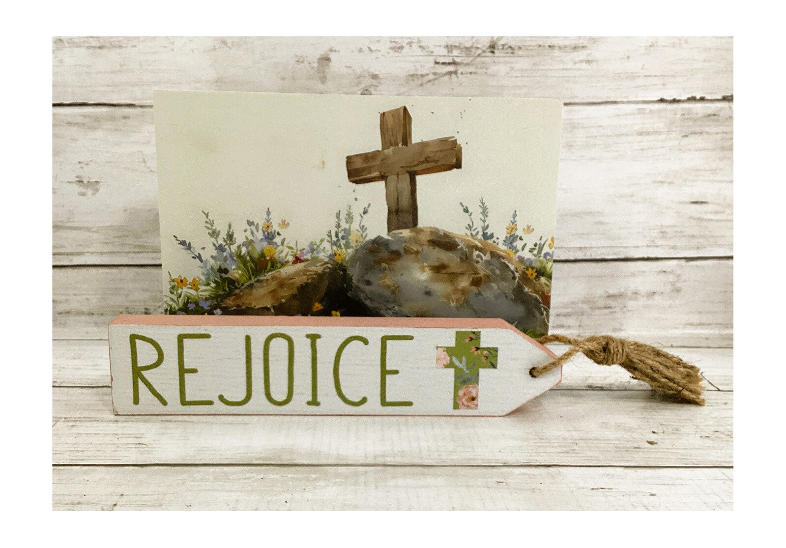 HL YI Easter Decor - He Is Risen Watercolor Garden Tomb Sign 2pc