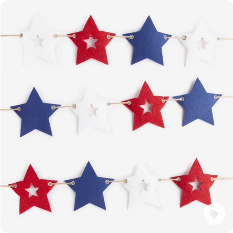 Michaels Patriotic Decor - Red White Blue Felt Star Garland 5ft
