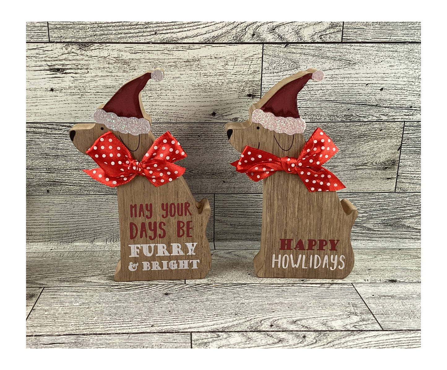 AGD Christmas Decor - Dog Santa Paw Mistletoe Booth Tier Tray 4pc Set