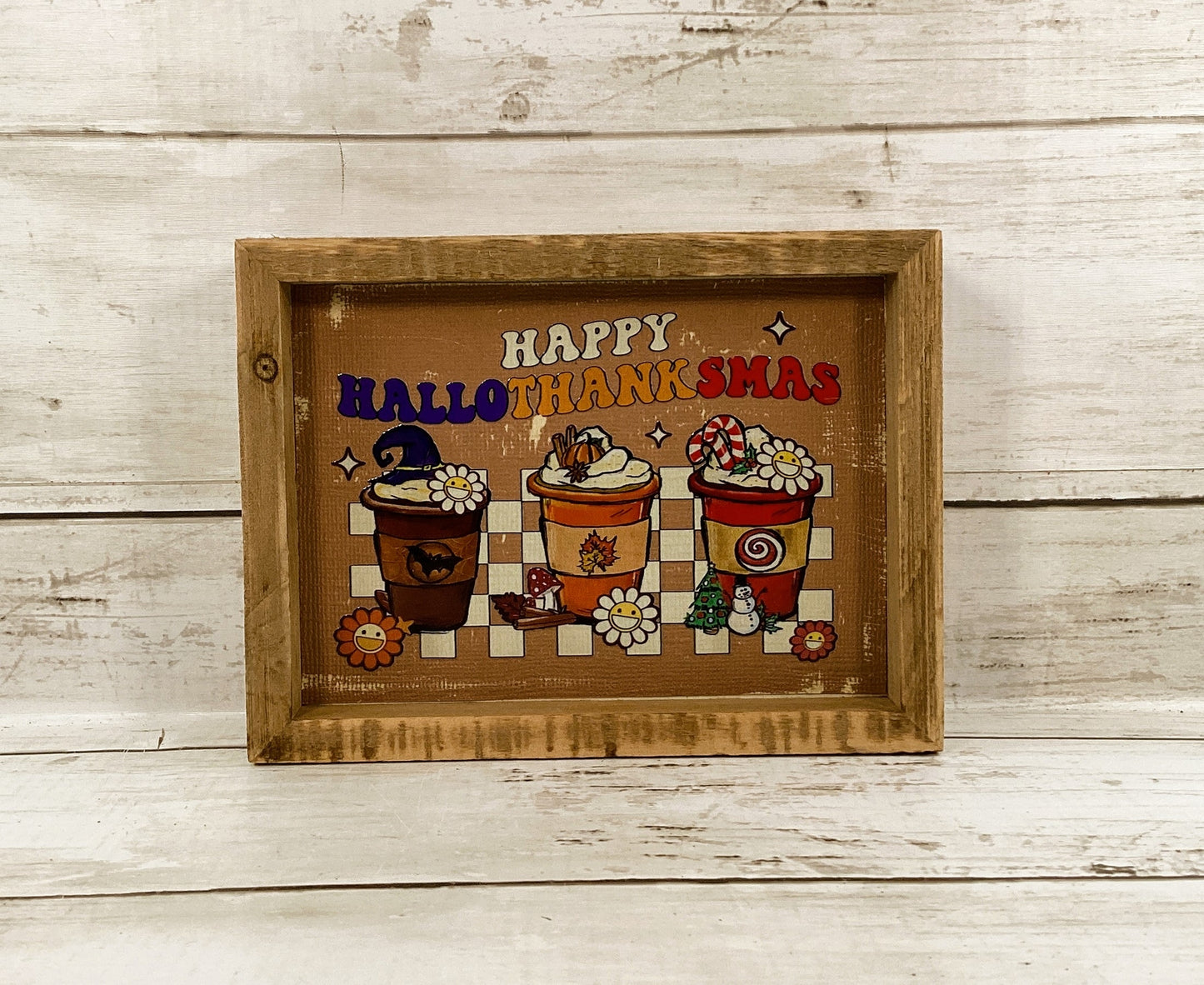 AGD Fall Decor - Latte Coffee Happy Hallothankmas Seasonal Box Sign