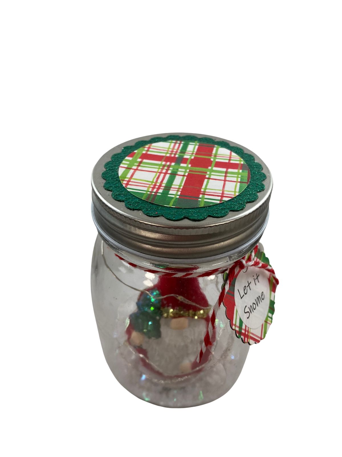 AGD Christmas Decor - Let it Snome Santa Gnome Lighted Mason Jar