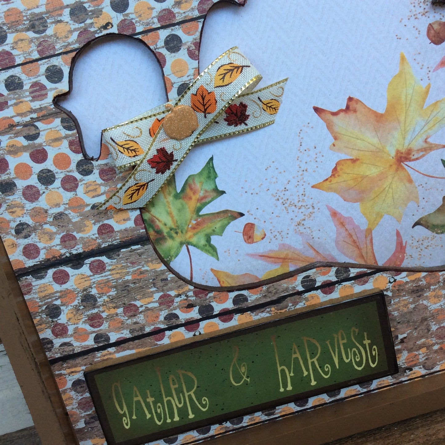 AGD Fall Decor - Prim Gather & Harvest Turkey Cut Out Plaque Sign