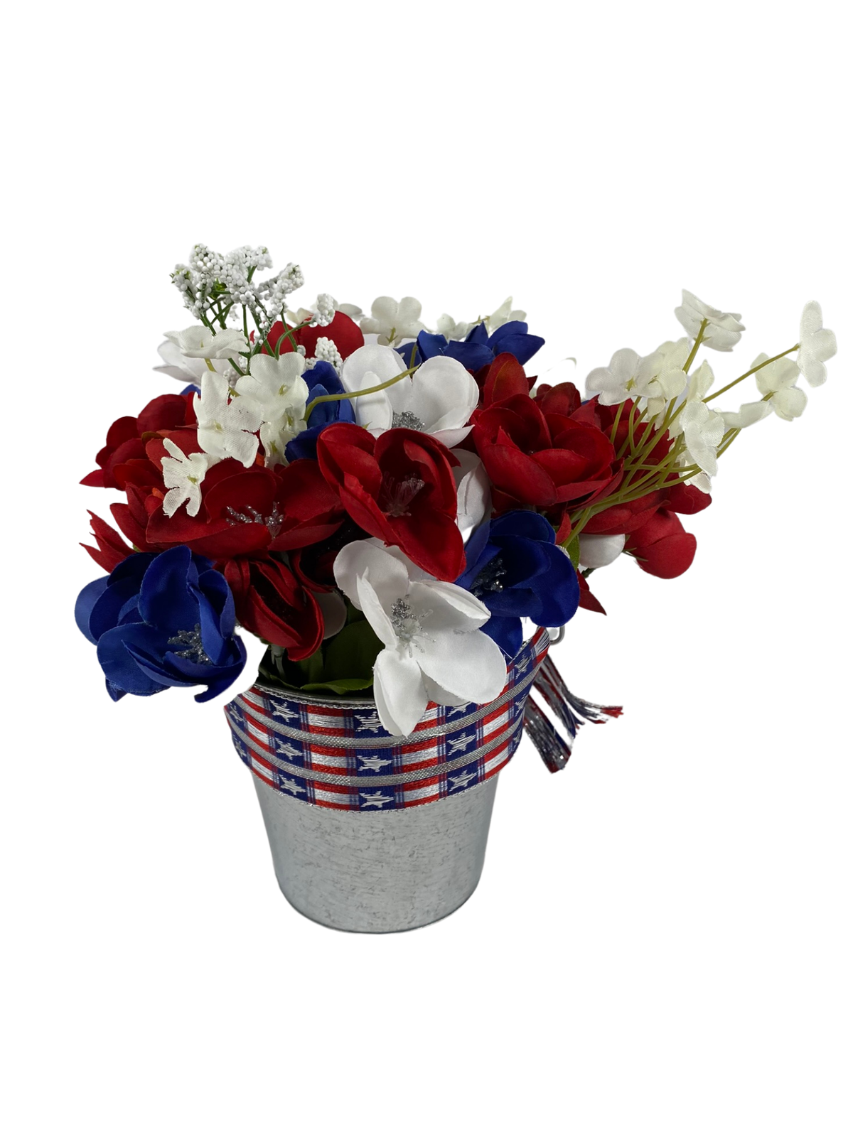 AGD Patriotic Decor  – God Bless America Red White Blue Floral Centerpiece
