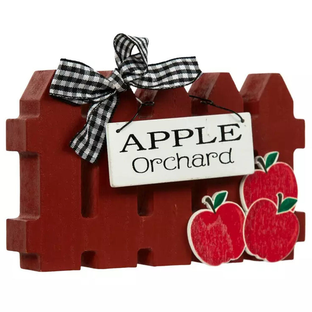HL Fall Decor - Apple Chunky Wood Fence Tier Tray Decor