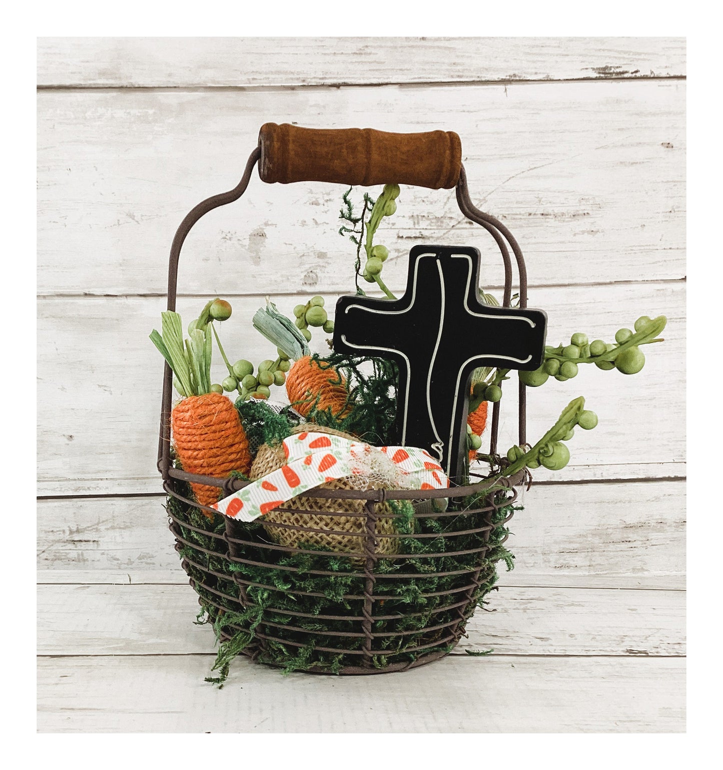AGD Easter Decor - Egg Carrot Cross Filled Wire Basket