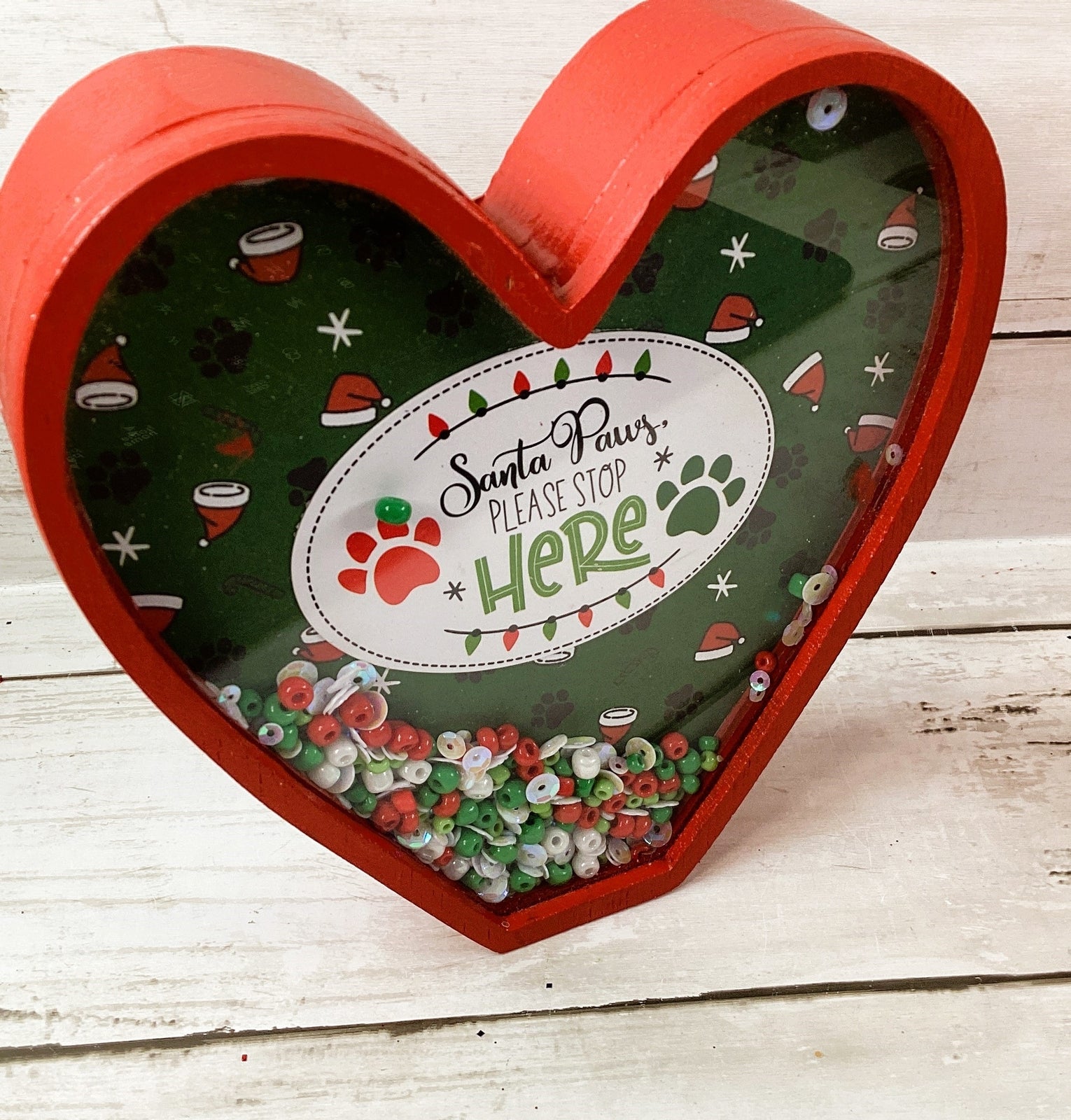 AGD Christmas Decor - Dog Pet Heart Chunky Wood Dry Shaker 2pc Set