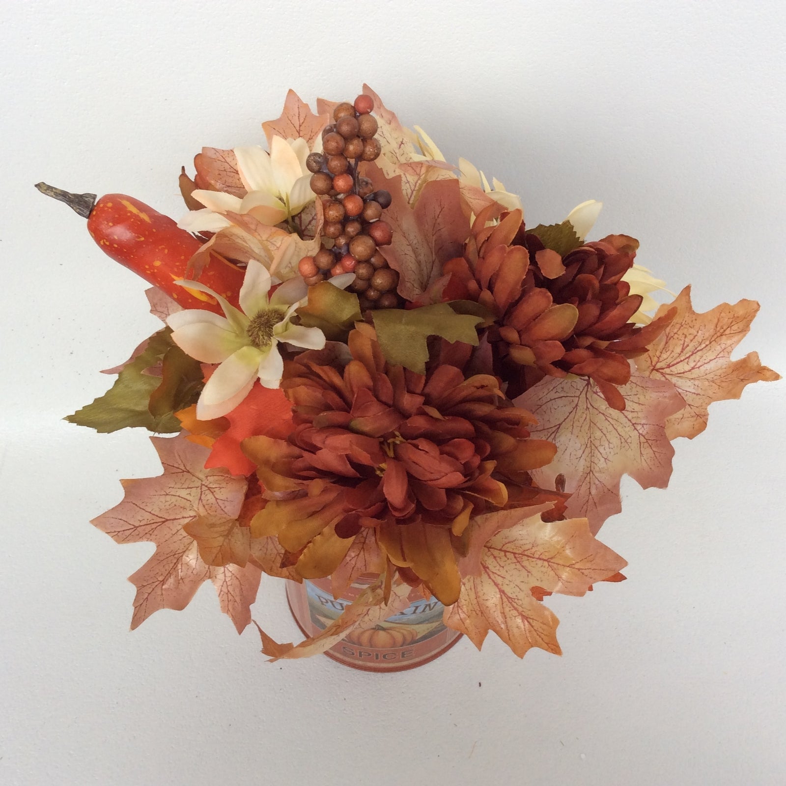 AGD Fall Decor - Pumpkin Spice Milk Can Filled Artificial Floral Display