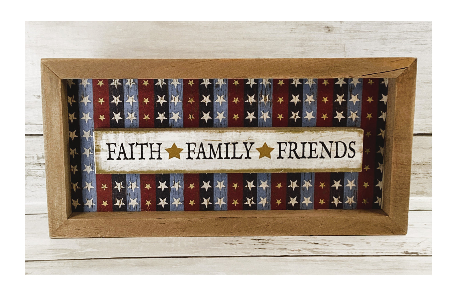 AGD Patriotic Decor - July 4th Faith Family Friends Inset Box Sign
