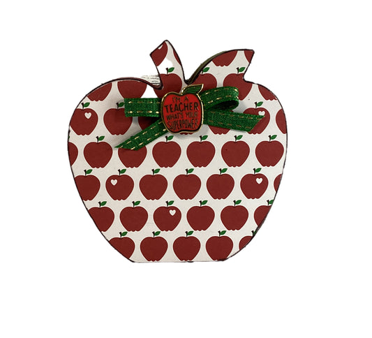 AGD Teacher Gift Decor - Apple Alphabet  Super Power Chunky Wood Apple Sitter